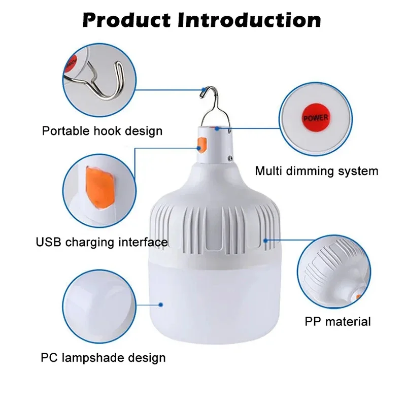 160W USB Rechargeable LED Camping Light House Outdoor Portable Emergency Lanterns Bulb High Power BBQ Tents Camping Lantern