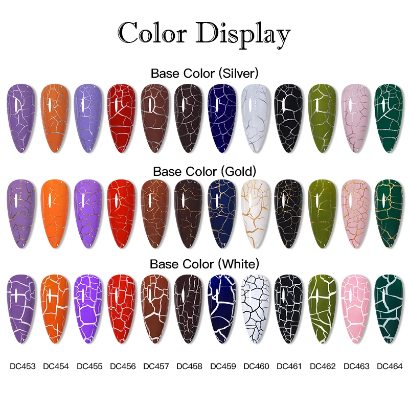 12PCS/SET Crackle Polish Nail Fashionable Color Gel Polish Set Semi Permanant Soak Off Air Dry For Manicure Nail Art Varnish Kit 2