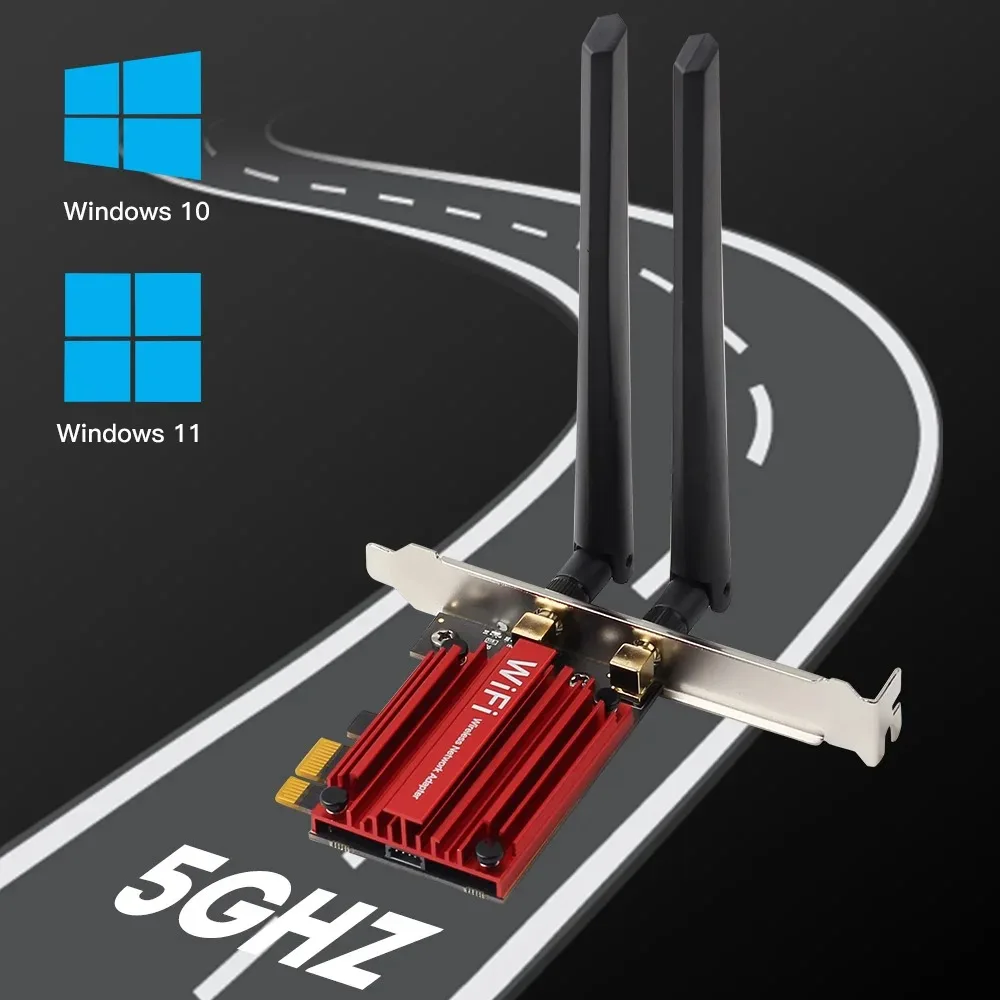 Adaptador sem Fio Pcie Wifi 6e 5400mbps Tri Band Compatível com Bluetooth 5.2 Placa Wifi de Rede para pc Win 10 11 Mt7921 2.4g 5g 6ghz - Imagem 3