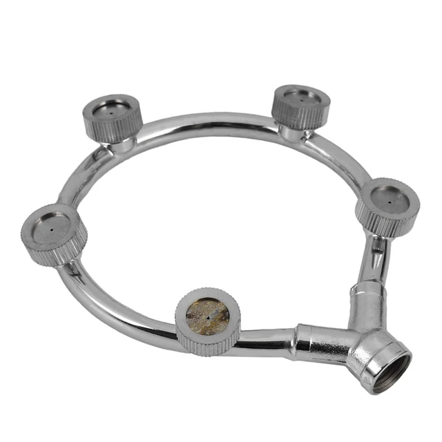 Stainless Steel Fan Ring with 5 Nozzle Seats Sprayer Mist Fan Ring Water Sprayer Fine Fog Ring 2