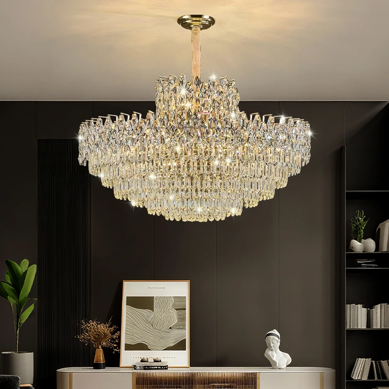Luxury Crystal Chandeliers High-end Hanging Chandelier Villa Living Room Hall Lighting Lustre Dining Table Pendant Ceiling Lamp 1