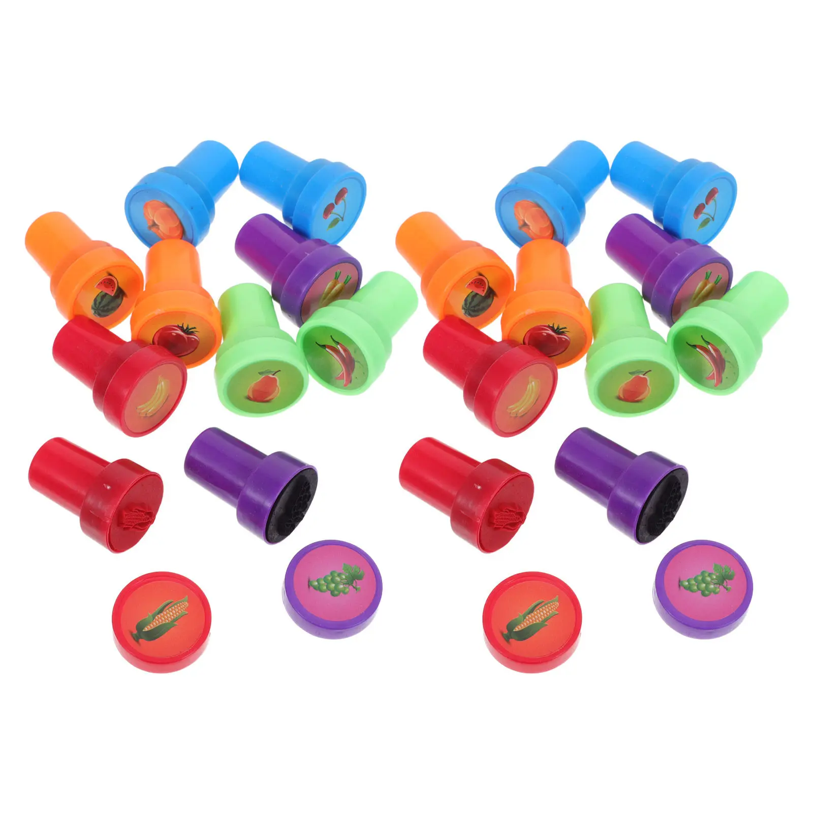 를위한 40Pcs 과일 야채 스탬프 셀프 잉킹 스탬프 세트 재미있는 창조적 학습 도구 교실 미술 용품 ??여름
