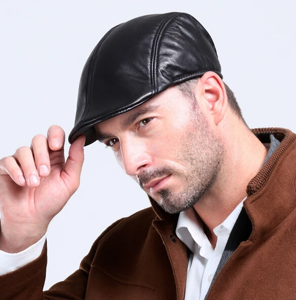 Casual hat beret hat newsboy cap newsboy hat woolen beret Harppihop fur Men's Genuine Leather Cap /Newsboy /Beret /Cabbie Hat/ Golf Hat sheepskin caps