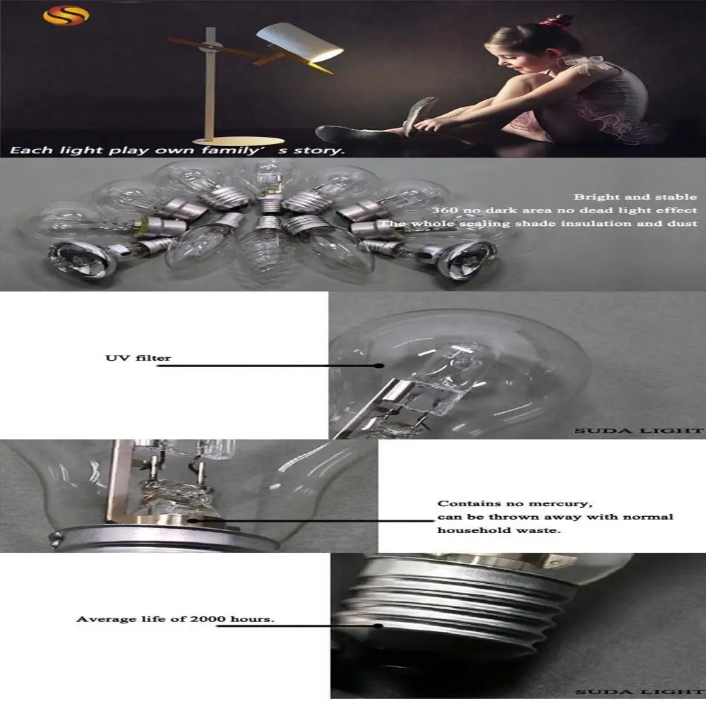 High Quality Halogen Bulbs Replace E27 A55 Spotlight Bulbs Downlight Spot 28W-100W Candles Pointed Bulbs Light Lamps