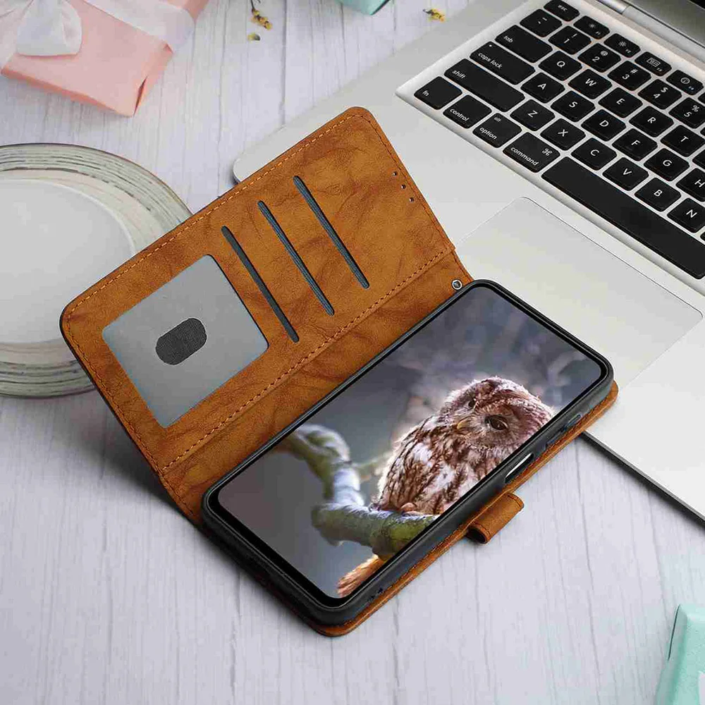 Butterfly Embossed Leather Wallet Phone Case with Card Slots and Strap