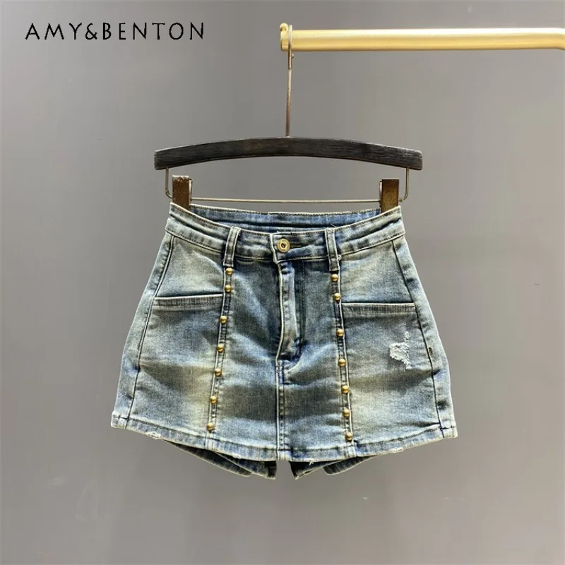 short-culotte-jeans-retro-frisado-feminino-cintura-alta-emagrecedora-jeans-de-perna-larga-a-linha-a-calca-booty-senso-de-design-novo-primavera-2021