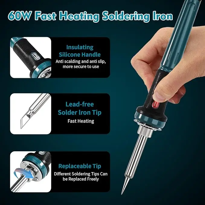 60W 무선 전기 납땜 스테이션 Makita 18V 배터리 용 납땜 인두 용접 전동 공구 5Pc 솔더 팁으로 DIY 수리