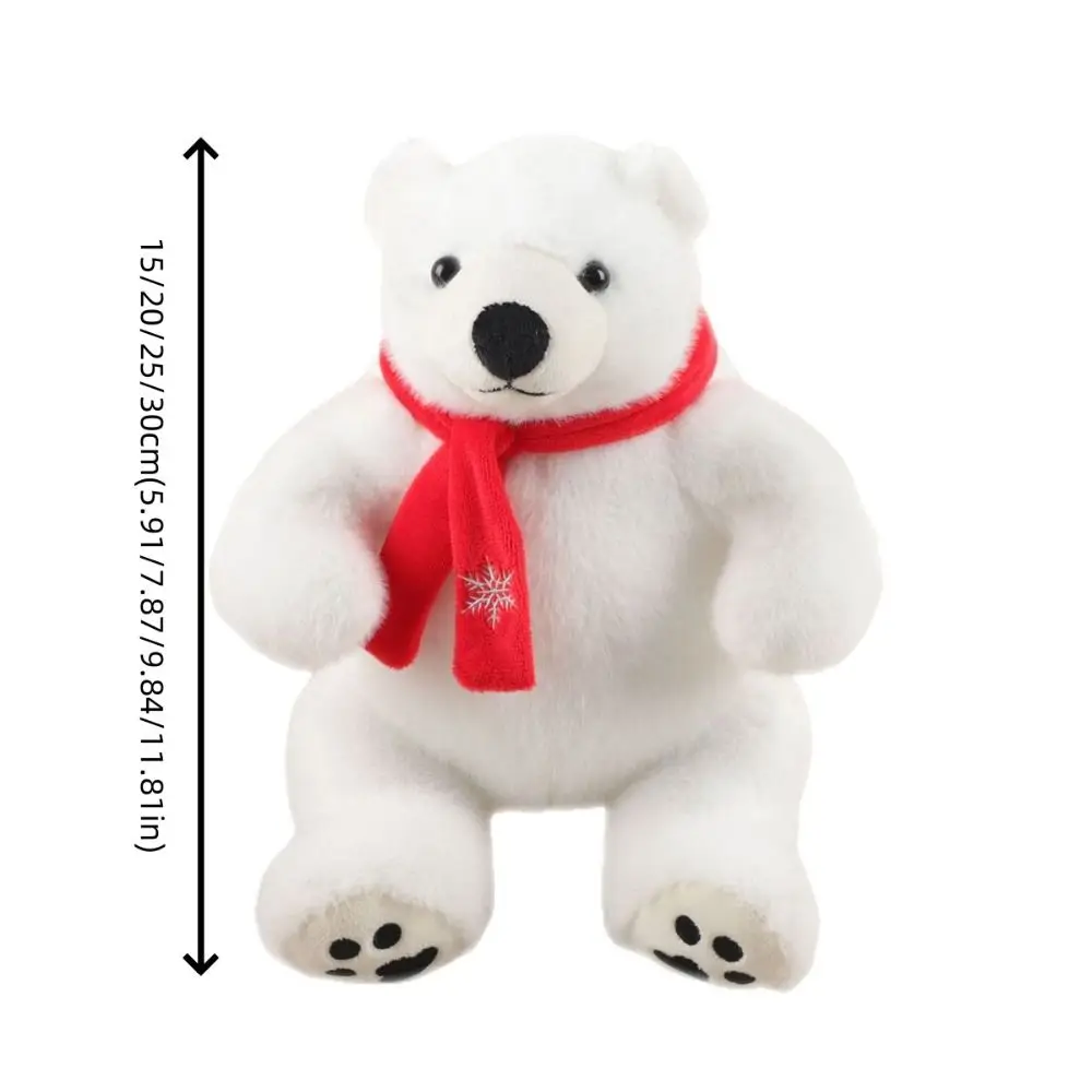 Big Feet Sitting Polar Bear Plush Toy Scarf Round Belly Stuffed Polar Bear Doll Soft Cartoon Animal Plush Doll