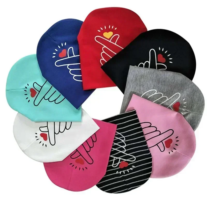 Baby Hat for Boys and Girls Spring Autumn Cute Ears Toddler Hat Infant Cap for Kids Love Papa Mama Print Baby Beanies 5