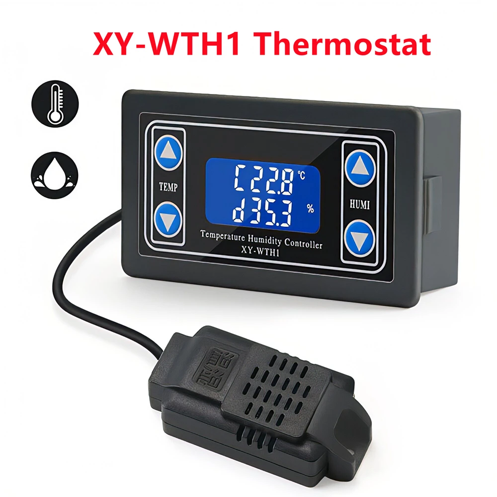 XY-WTH1 10A Thermostat Digital Temperature Humidity Controller DC 6V-30V Thermal Regulator Thermocouple LCD Display SHT20 Sensor |