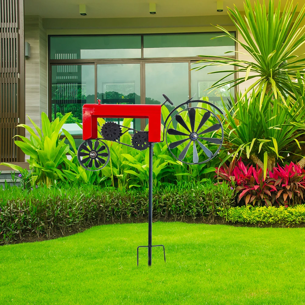 Kinetic Windmill Stake Tractor Wind Spinner, Vintage Turning - Main Image