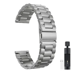 Premium 22mm Stainless Steel Watch Strap - Elegant Bracelet for 22mm Universal (Titanium Color)