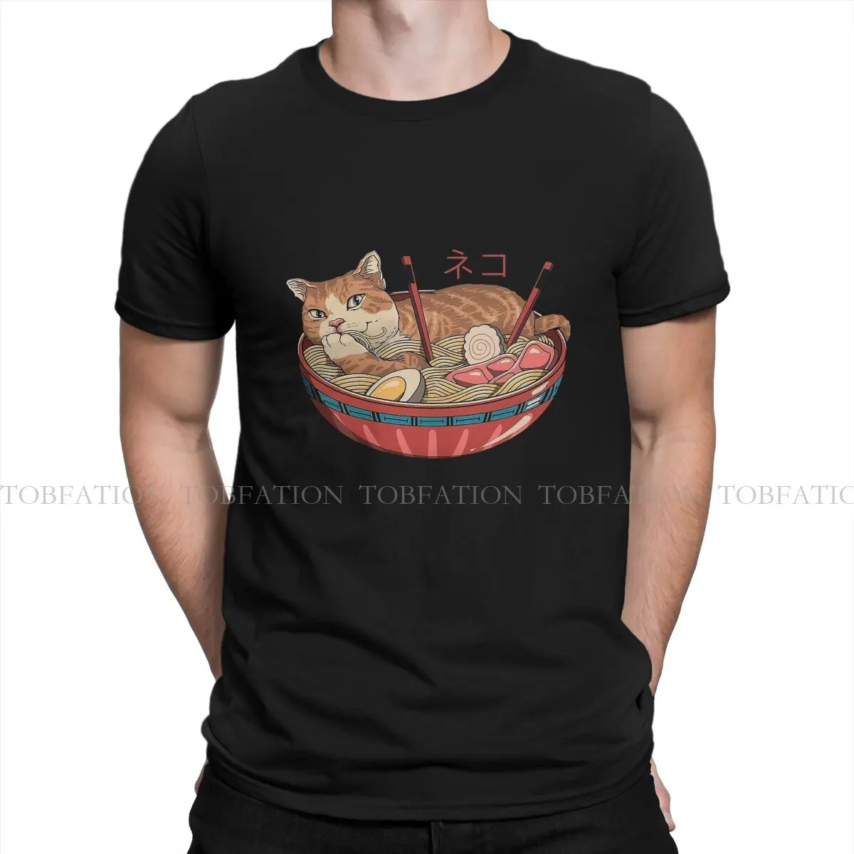 Cat Classic Le Più Nuove Magliette The Great Ramen Off Kanagawa Men Style Fabric Tops T Shirt Girocollo