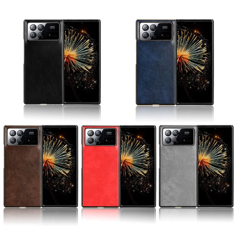 Vestito Per Xiaomi Mix Fold 3 Lychee Patterned Back Skin Pu Cover Per Xiaomi Mix Fold3 Vintage Lychee Pattern Case
