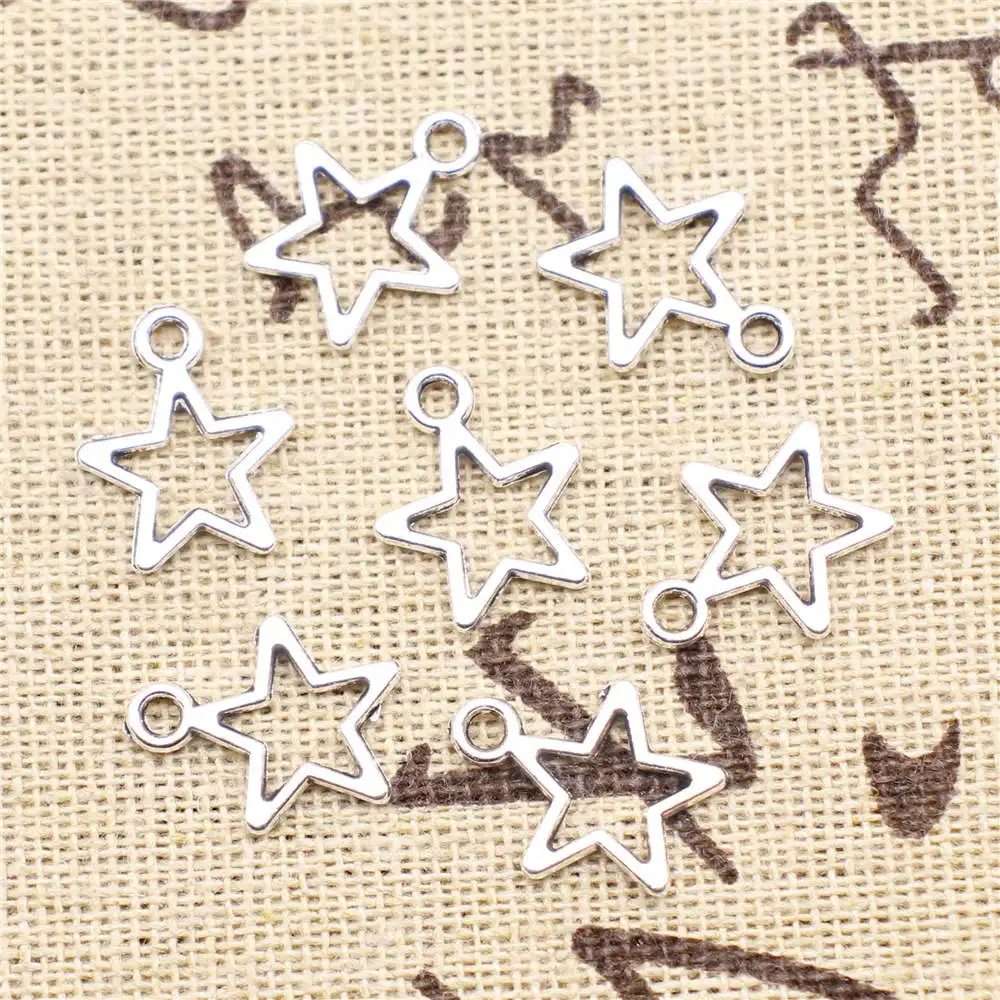 

Trendy Jewelry Art Crafts Diy Charms Pentagram Antique Silver Color Pendants For Earrings 12x15mm 30pcs