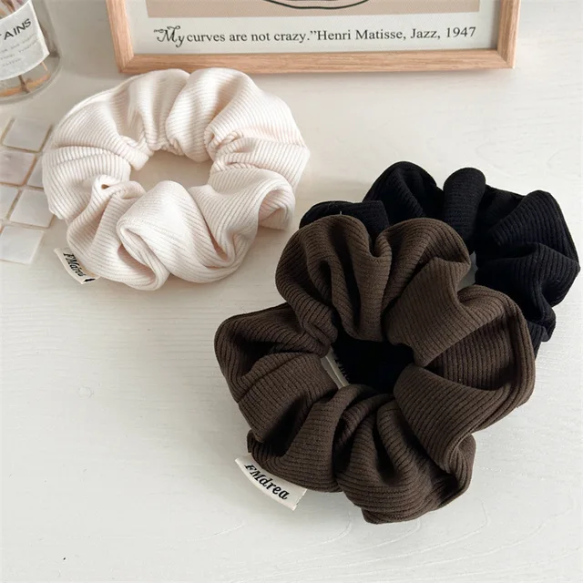 Autumn Winter Corduroy Large Scrunchies Elastic Hair Bands Women Girls Stripe Fabric Ponytail Holder Hair Ties Ropes Accessories 2