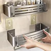 Aluminum Bathroom Shelves Wall Towel Rack Mounted Shower Caddy With No Drilling Shower Organizer Bathroom Storage Accessories 1