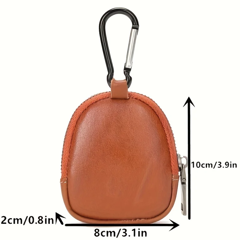 Vintage Real Leather Mini Zero Wallet Zipper Coin Wallet Built in Hook Key Change Storage Bag With Ring Card Case For Men