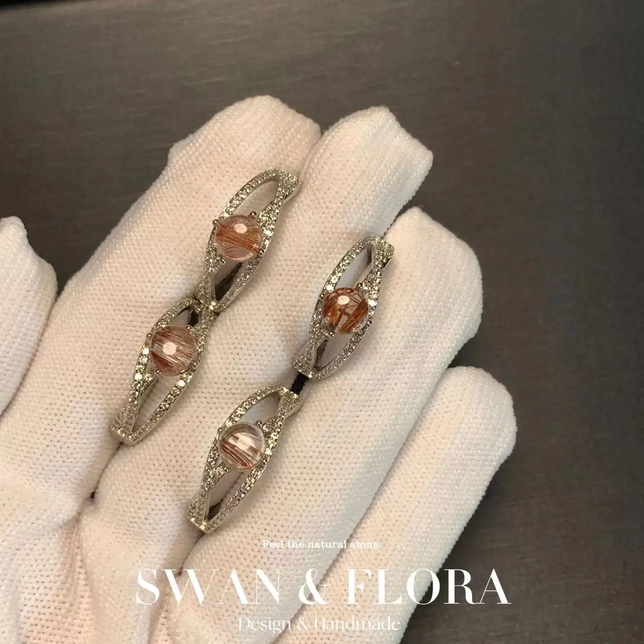 MM Natural RED Gold Rutilated Quartz Ring Adjustable Female Jewelry for Women Gift Wholesale High Quality Vintage Fine