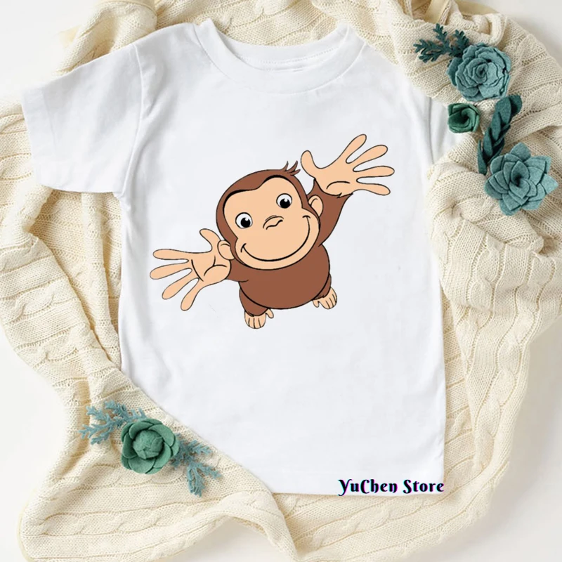 Newly Boys T-shirts Cartoon Print Under Yellow clothes Hat Monkey