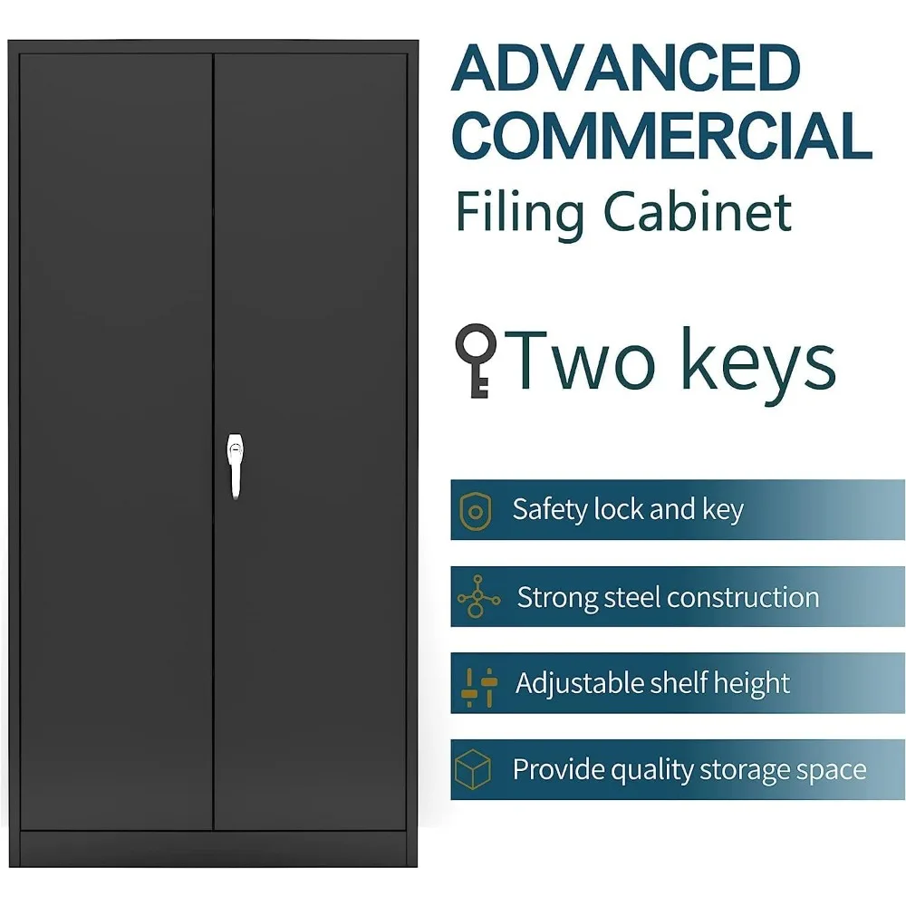 Metal Storage Cabinet with 2 Door and 4 Adjustable Shelves, 71 inch Tall Steel Cabinet for Warehouse, Garage, Home, Office 5