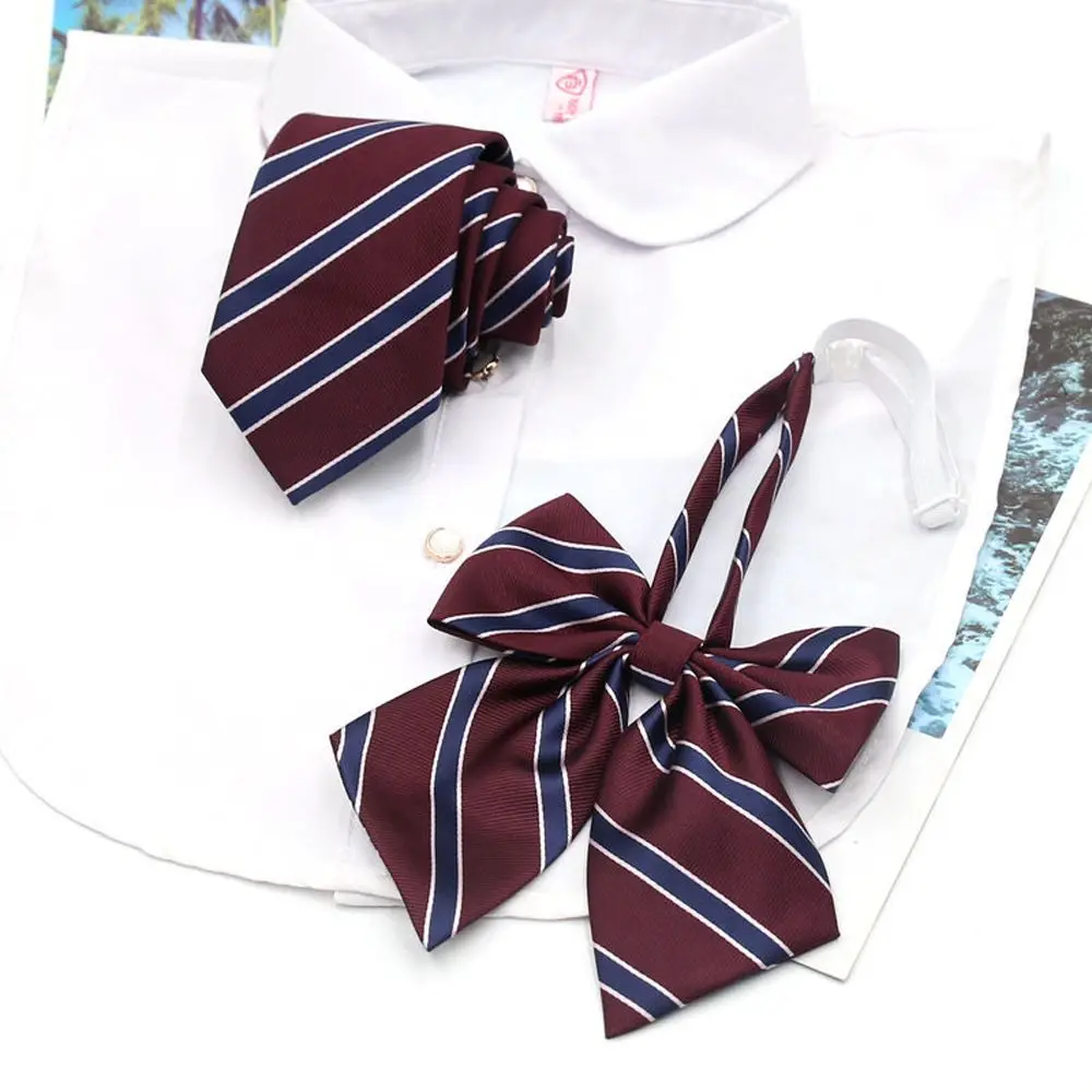 

knots Tie Stripe JK Ribbon DK College Style Wine Red Bow Tie School Uniform Accesssories Fashion Necktie Japanese Style Bow Tie