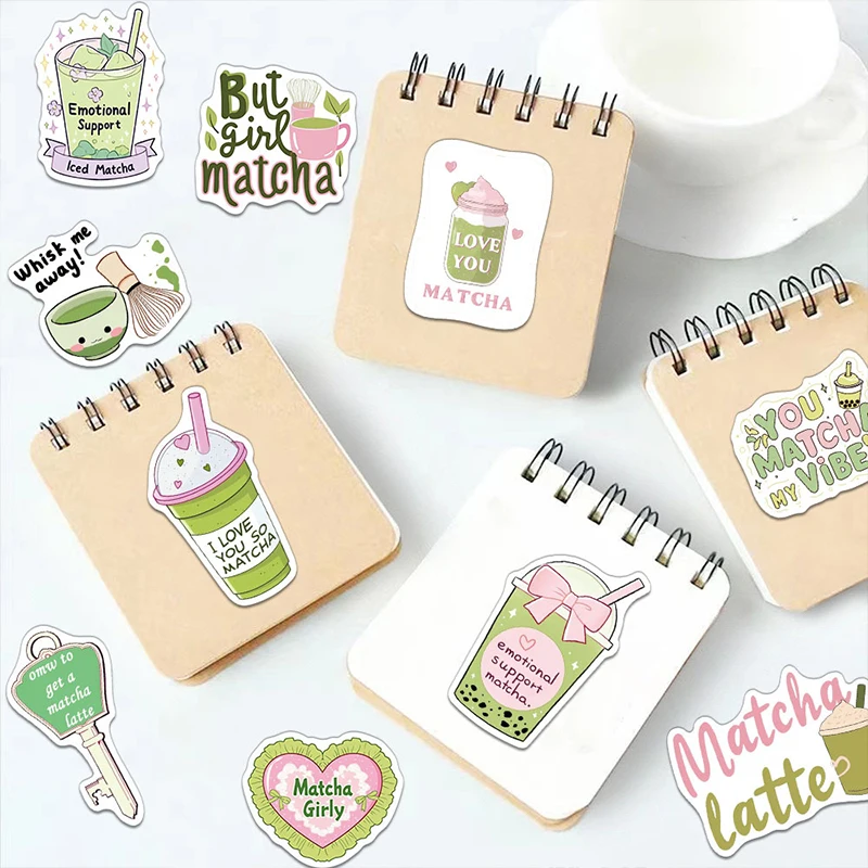 50PCS Kawaii Matcha Girl PVC 스티커 미적 DIY 장식 문구 노트북 워터 컵 크리 에이 티브 데칼 어린이 장난감 선물