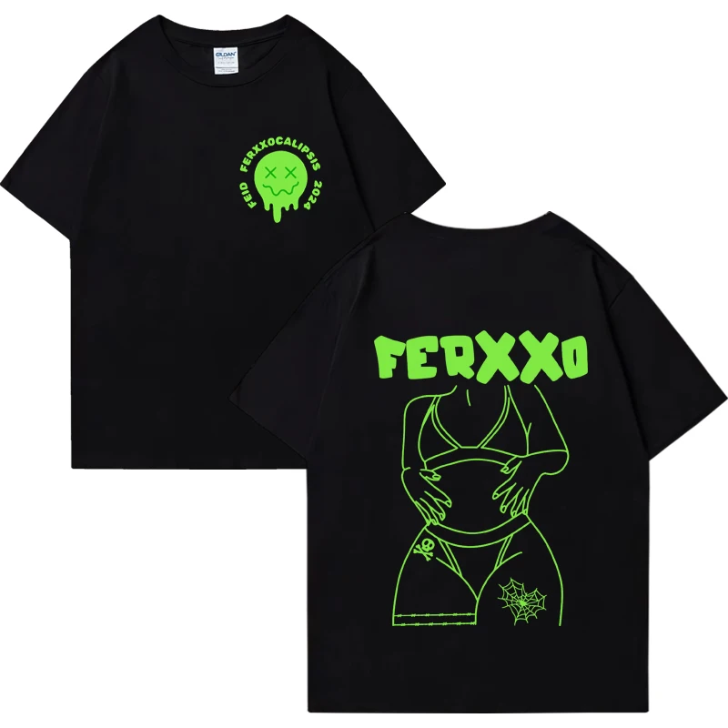 

Hot sale Ferxxo Feid World Tour 2024 print T shirt Unisex vintage Casual streetwear Men Women 100% Cotton short sleeve T-shirts