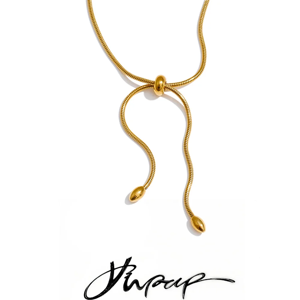 Yhpup 60cm Stainless Steel Knot Chain Necklace for Women