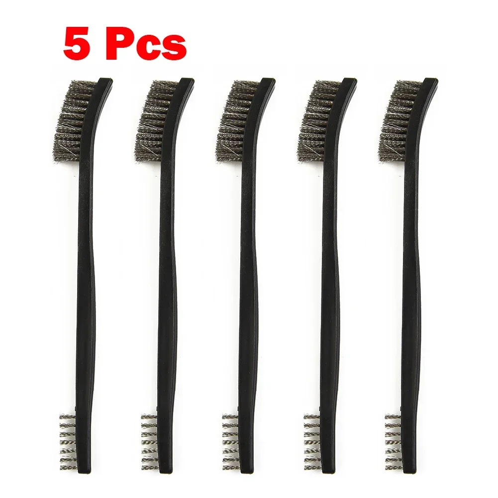 5pcs Double Head Wire Brush Set Steel Brass Nylon Cleaning Polishing Metal Rust Double Headed Rust Removal And Cleaning Brush 4