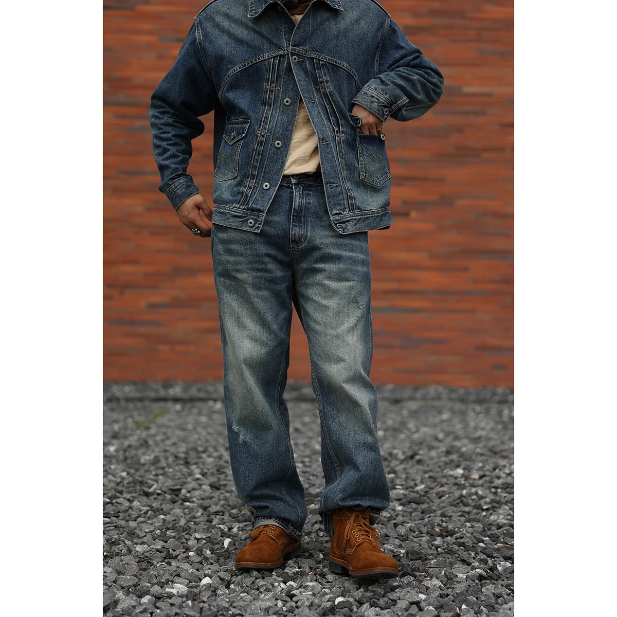 Second Order Washed Jeans Vintage Streetwear 13oz Selvedge Denim Pants For Men 4