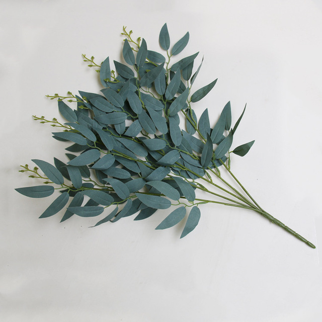 Willow Bouquet Fake Green Leaves for Wedding Home Garden Vase Decoration Jungle Party DIY Artificial Plants Wreath