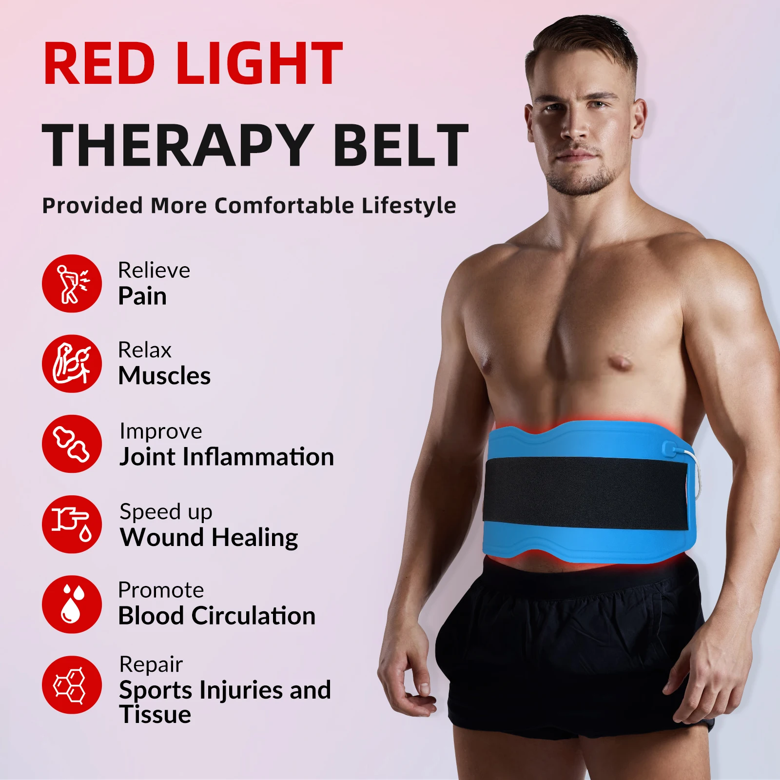 

ZJZK 450 Leds Lipo Light Belt 660nm 850nm 940nm Red Led Therapy Wrap 24W Light Body Wraps Waist Accelerated Metabolites