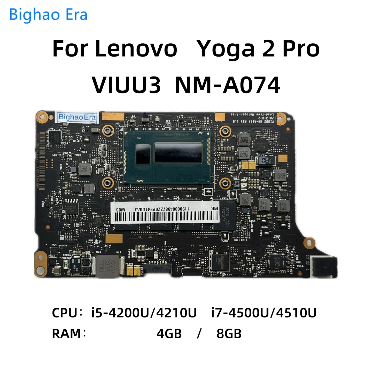 VIUU3 NM A074 For Lenovo Yoga 3 Pro Laptop Motherboard With i5 4200U i7 viuu3-nm-a074-for-lenovo-yoga-3-pro-laptop-motherboard-with-i5-4200u-i7