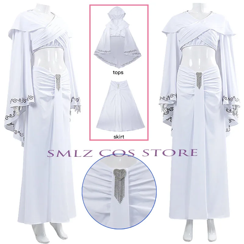 Amidala Cosplay Anime Star Queen Pna Cosplay Costume Woman Sexy White Bra Skirt Suit Dress Halloween Fancy Outfit for WOmen