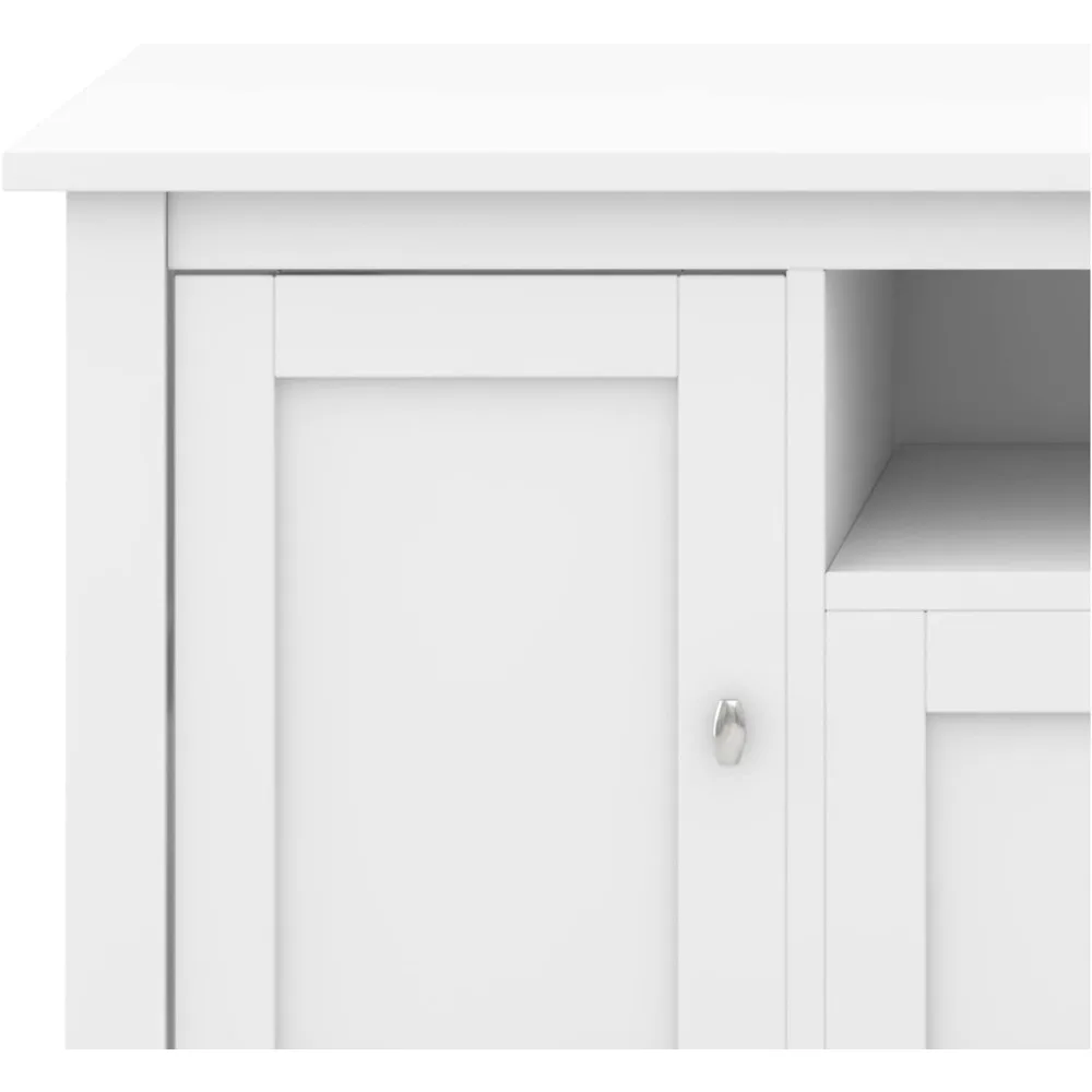 SOLID WOOD Universal TV Media Stand,72inch Wide,Farmhouse Rustic,Living Room Center for Flat Screen TVs up to 80 inches in White 5