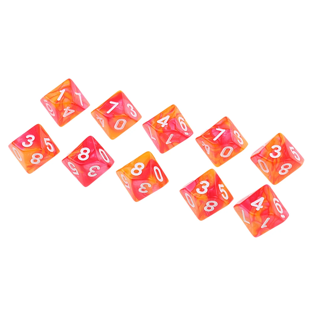 10pcs 10 Sided D10 Colorful Polyhedral Dice Double Color Dice for RPG Table Games Board Game Accessory game dice dice set acrylic dice
