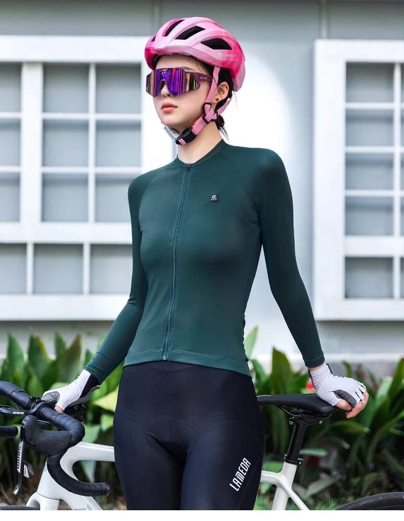LAMEDA Damen Radtrikot Atmungsaktiv Rennrad Langarm Sommer MTB Reitshirt Radfahren Top Fahrradbekleidung – Detail 14