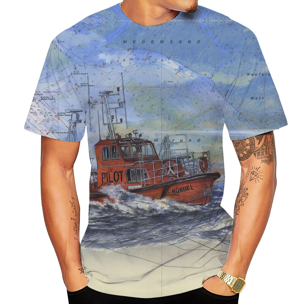 2023 New Summer Vintage Men'S 3d Compass Pattern Loose T-Shirt Short Sleeve Print O Neck Plus Size Hip Hop Fashion Men Clothing