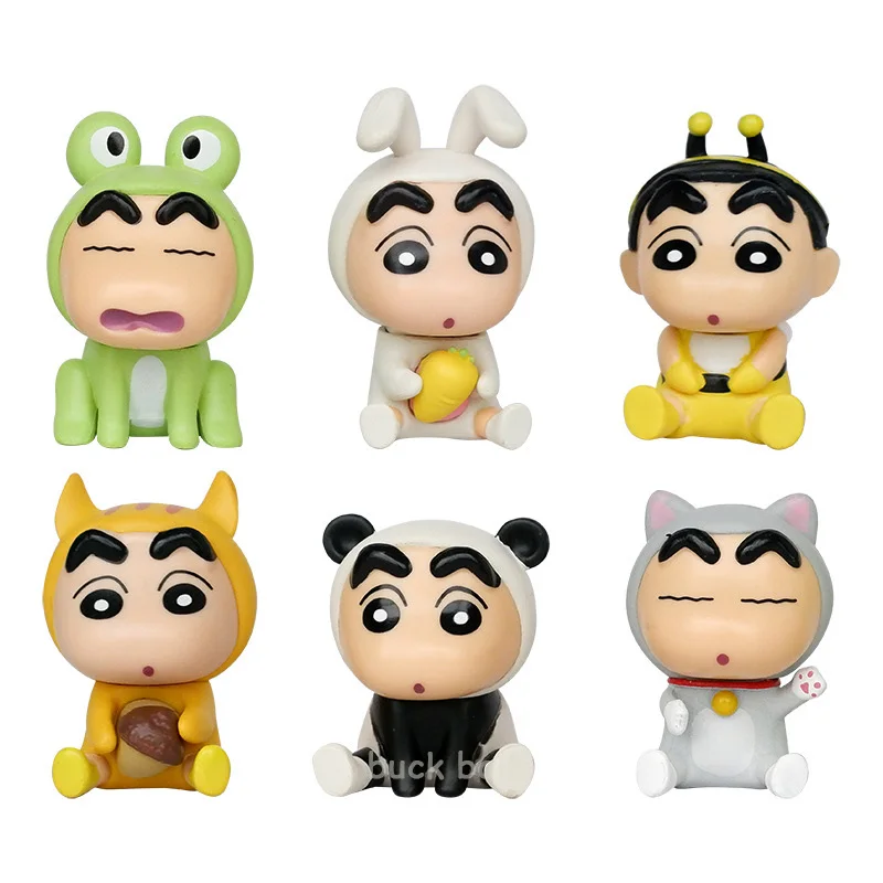 

Аниме фигурки животных Crayon Shin-chan, 6 см, кавайный кролик, панда, лягушка, экшн-фигурки, ПВХ Модель, кукла, коллекционное украшение, подарки
