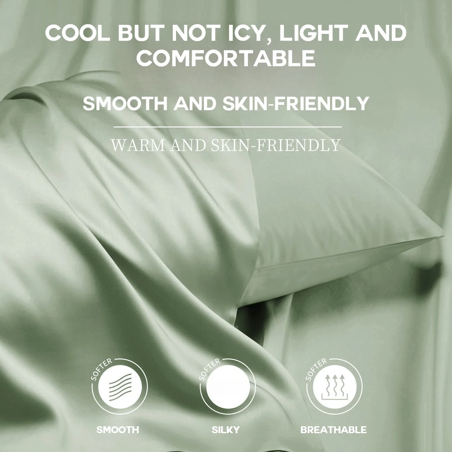 Luxury Ice Silk Cooling Pillowcases - Breathable Lyocell Blend, Ultra-Soft Summer Set (2pc)