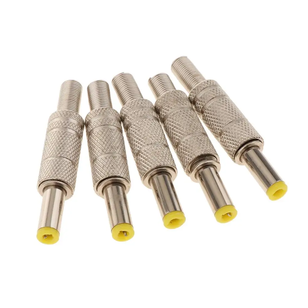 2-4pack 5 Pieces DC 5.5x2.5mm Power Male Plug Welding Adapter Connector Metal