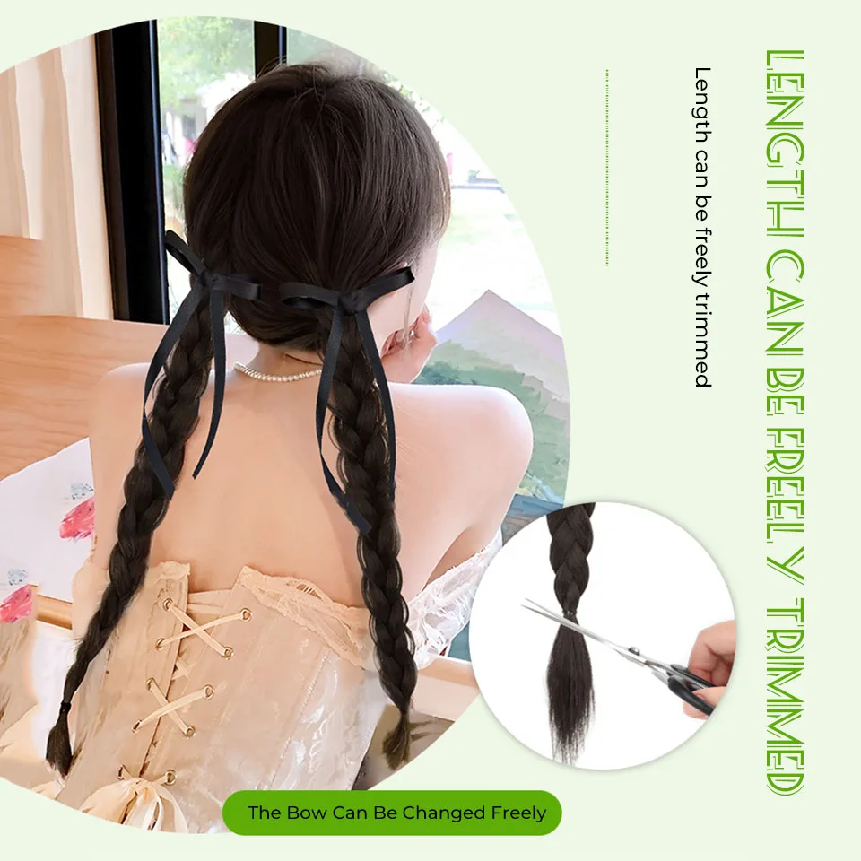 Synthetic Braided Ponytail Wig Extension Straight Smooth