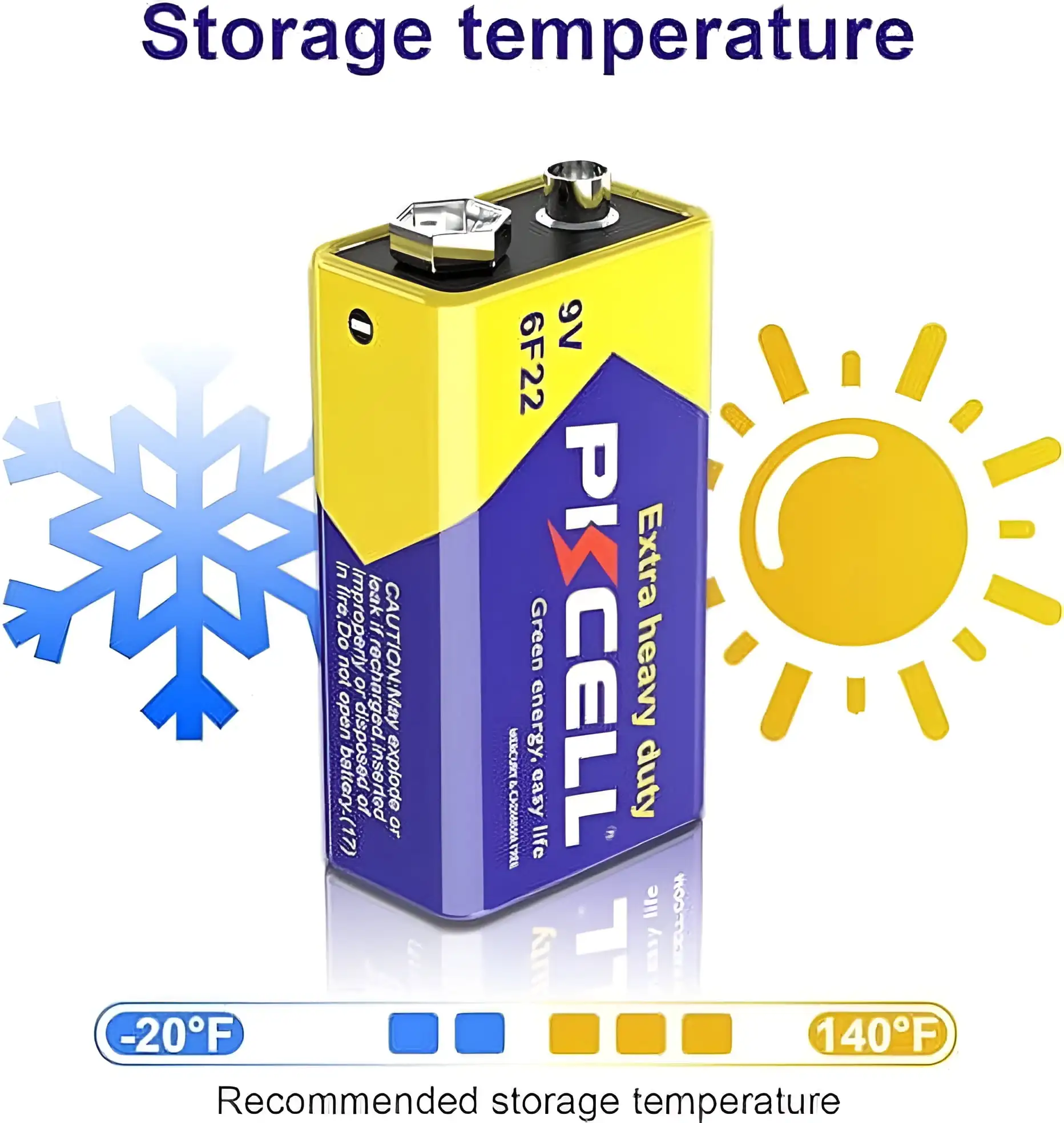 PKCELL 10PCS 6F22 9V Heavy Duty Battery Long-lasting Carbon Zinc Batteries for Detectors and Electronics 5