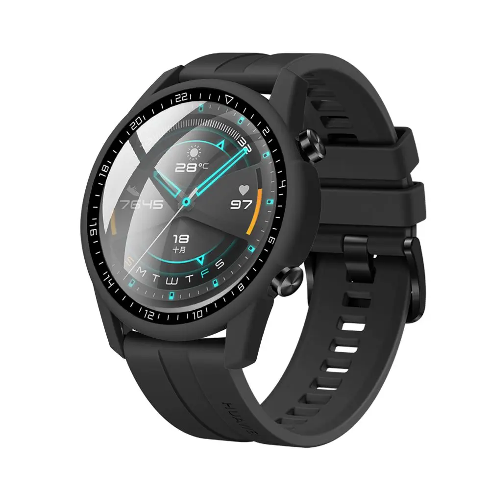 Premium Watch Case with Tempered Glass Screen Protector - Durable PC Shell with Dial Scale Cover