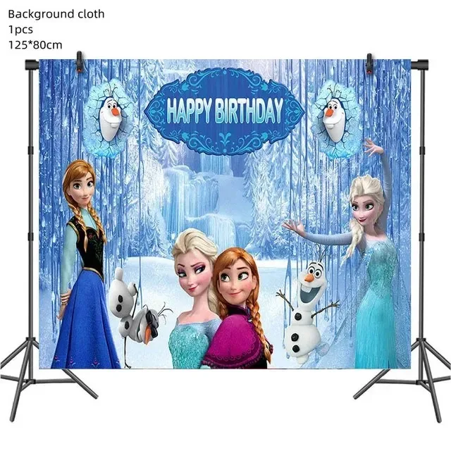 thumbnail image 1 of Juego de globos con temática de Frozen 2 de Disney, decoraciones de cumpleaños de Elsa y Anna, vajilla desechable, platos de papel de la Reina de las Nieves, suministros para fiestas, 1 of 5