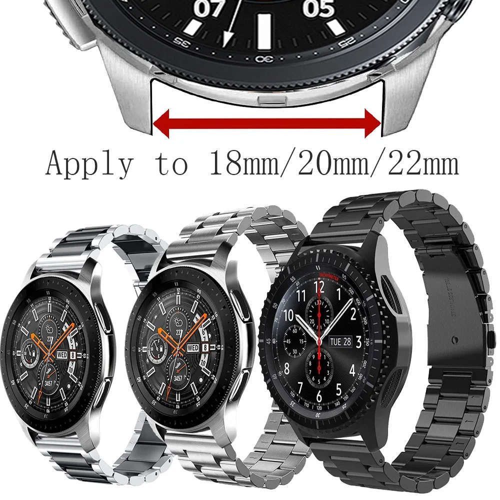 

Apply To 22mm/20mm/18mm Strap Samsung Gear S3 Frontier/Classic Stainless Steel Metal Band Strap Galaxy Watch 46mm Band