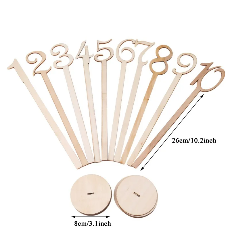 10pcs/pack Hot Style Wooden Wedding Supplies Wedding Place Holder Table Number Figure Card Digital Seat Decoration Birthday Tool wedding place cards,party decoration