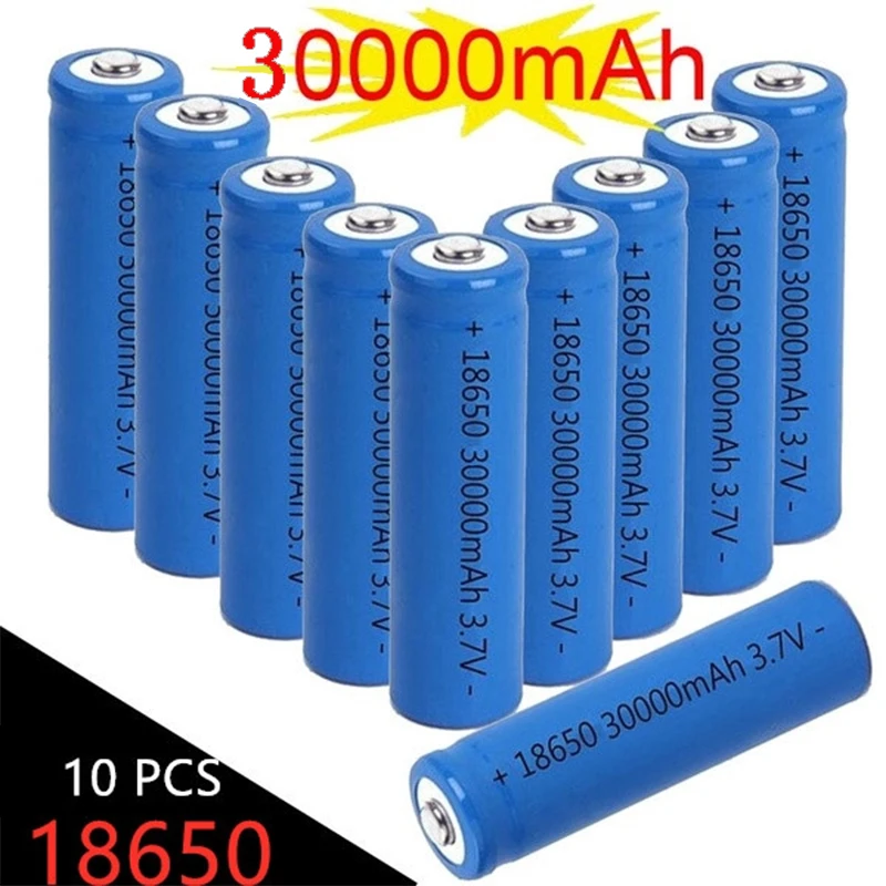 30000mAh 3.7V Li-ion Battery 18650 Li-ion Rechargeable Battery for LED Flashlight/electronic Gadget Cabinet Light Dropshipping lithium ion battery pack