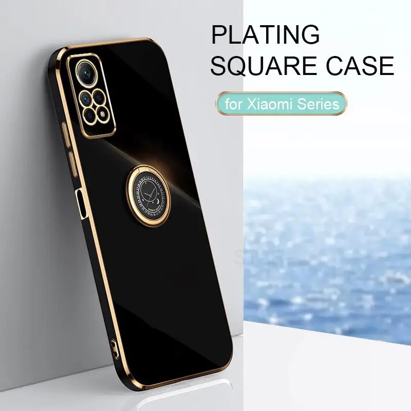 Luxury Plating Ring Holder Phone Case with Silicone Stand